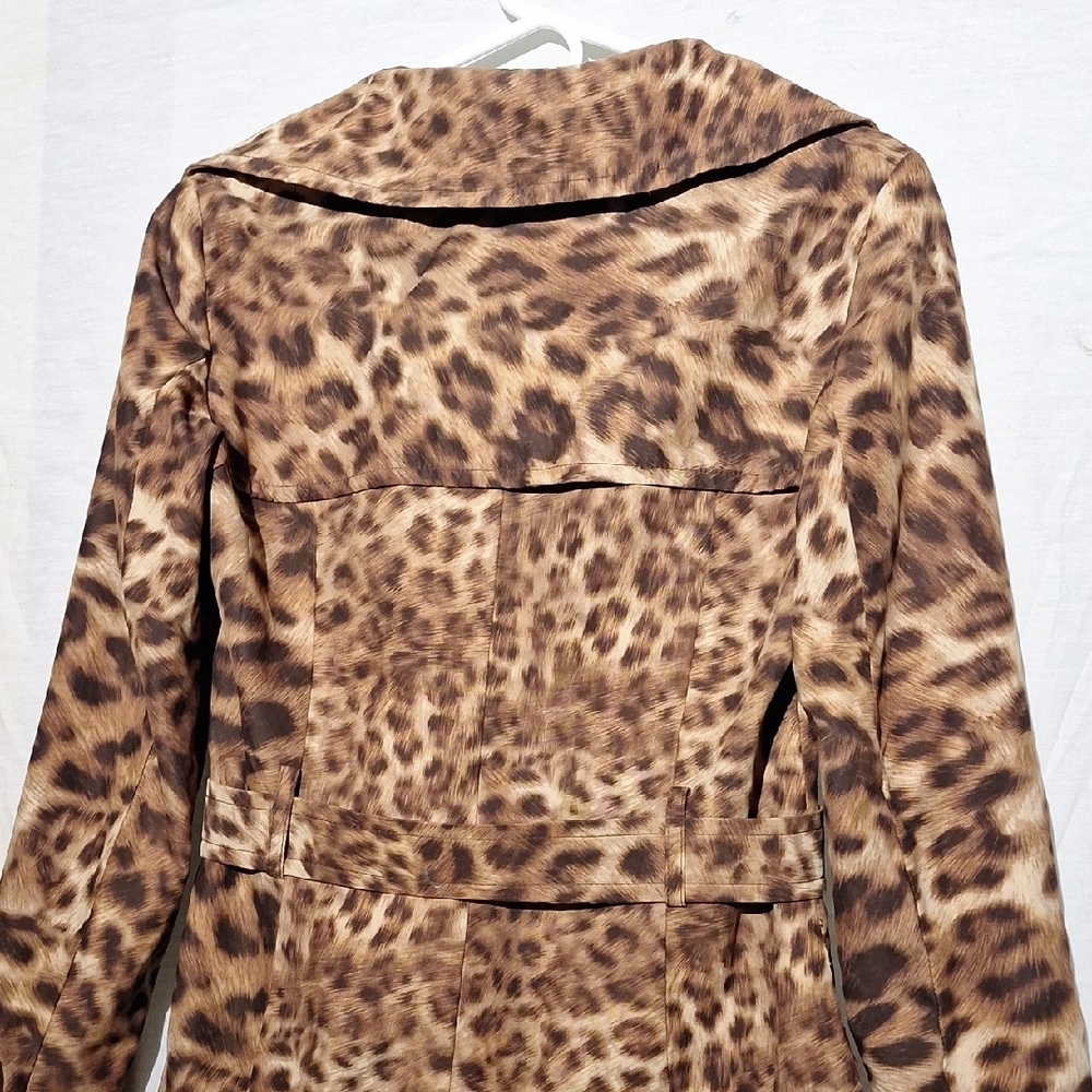 Animal Print Trench Coat, Short With Belt Sz 4, NWOT - Picture 11 of 16